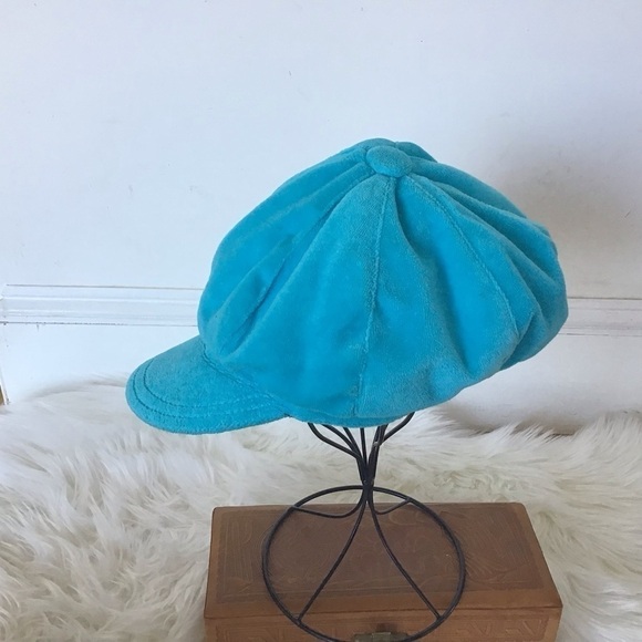 Adora turgouise polyester velvet newsboy hat. OS approximate 22” circumference - Picture 4 of 7